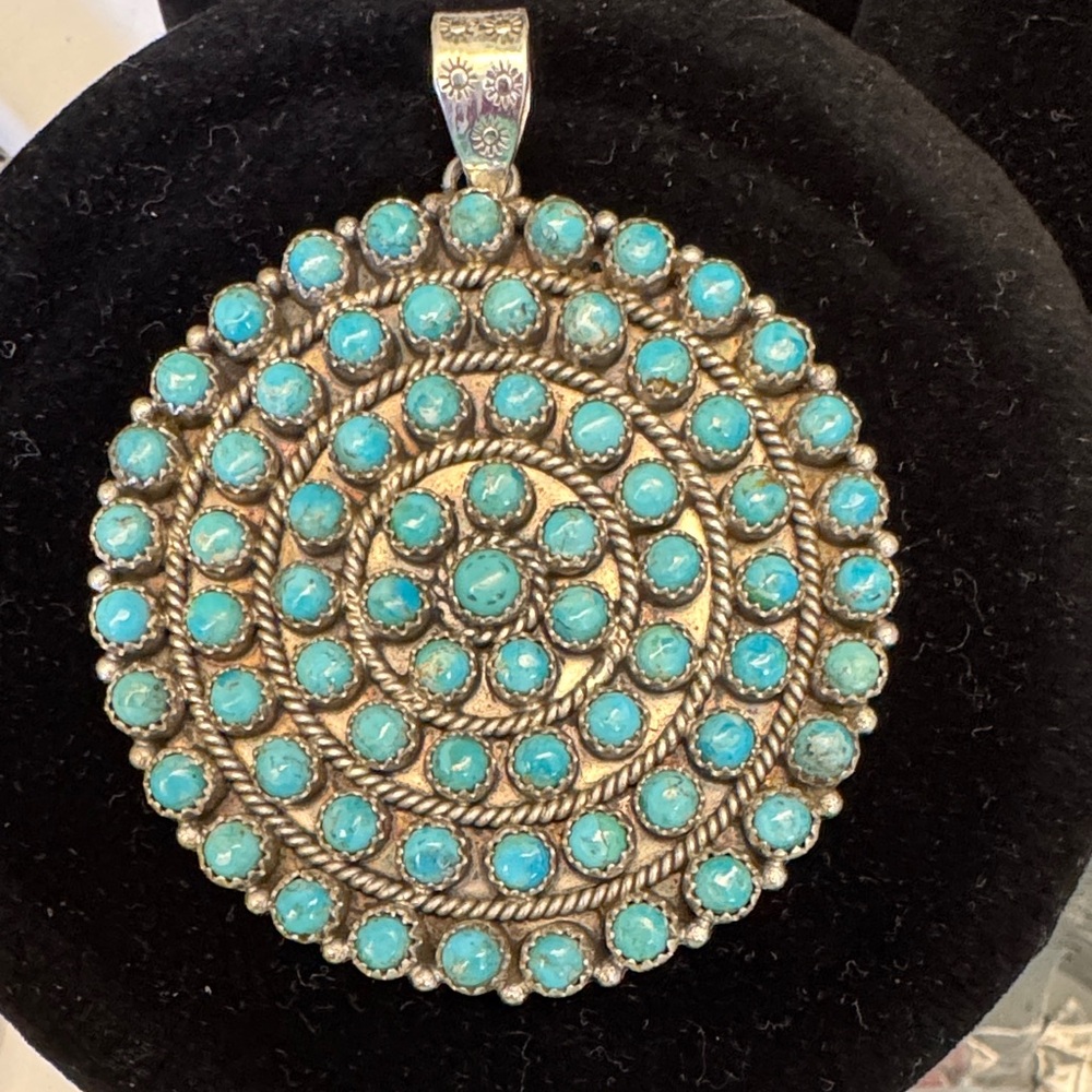 Sterling Silver Turquoise Concentric Circle Pendant